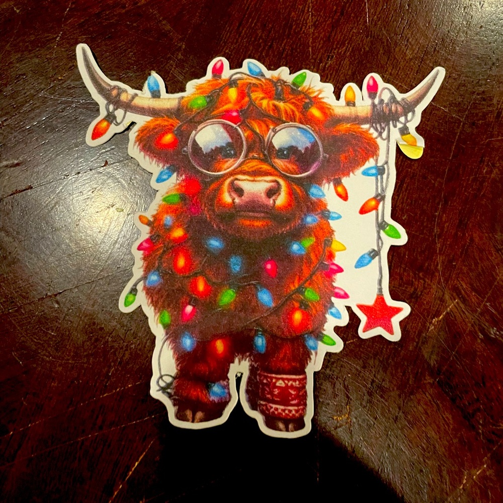 Christmas cow sticker